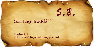 Sallay Bodó névjegykártya
